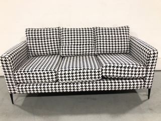 Horizons 3 seater large houndstooth fabric black and white black stiletto legs RRP £1608