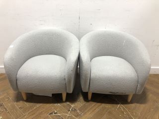 PAIR OF SOFT FLUFFY GREY BARREL ARM CHAIRS RRP £450
