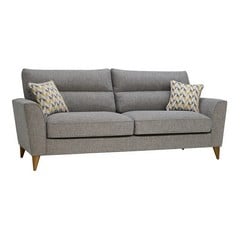 OAK FURNITURE LAND JENSEN SILVER 4 SEATER SOFA WITH CORAL ACCENT CUSHIONS RRP £1249.99