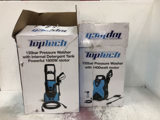1X TOPTECH 105 BAR PRESSURE WASHER,1X TOPTECH 135 BAR PRESSURE WASHER RRP-£180
