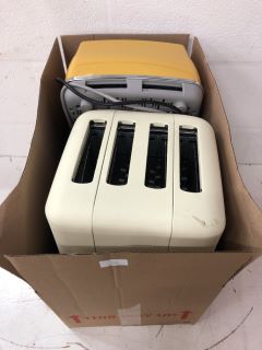 4X TOASTERS TO INCLUDE DELONGHI 4 SLICE IN YELLOW RRP-£150