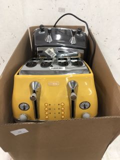 4X TOASTERS TO INCLUDE DELONGHI 4 SLICE IN YELLOW RRP-£150