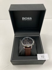 BOSS MEN'S QUARTZ CHRONOGRAPH WATCH WITH BROWN LEATHER STRAP - 1513494.