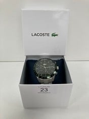 LACOSTE MEN'S QUARTZ CHRONOGRAPH WATCH BOSTON COLLECTION WITH STAINLESS STEEL OR LEATHER STRAP, GREEN LINK.