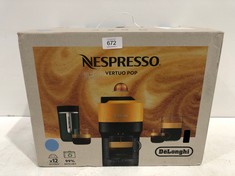 DE'LONGHI NESPRESSO VERTUO POP ENV90.A, AUTOMATIC COFFEE MACHINE, DISPOSABLE CAPSULE COFFEE MACHINE, 4 CUP SIZES, CENTRIFUGAL TECHNOLOGY, WELCOME SET INCLUDED, 1260W, PACIFIC BLUE - LOCATION 13C.