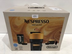 DE'LONGHI NESPRESSO VERTUO POP ENV90.A, AUTOMATIC COFFEE MACHINE, DISPOSABLE CAPSULE COFFEE MACHINE, 4 CUP SIZES, CENTRIFUGAL TECHNOLOGY, WELCOME SET INCLUDED, 1260W, PACIFIC BLUE - LOCATION 17C.