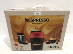 KRUPS NESPRESSO VERTUO POP XN9205 - CAPSULE COFFEE MACHINE, ESPRESSO MACHINE, 4 CUP SIZES, CENTRIFUSION TECHNOLOGY, 35 % RECYCLED PLASTIC, SPICY RED.