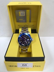 INVICTA PRO DIVER AUTOMATIC MEN'S STAINLESS STEEL WATCH, BLUE / SILVER, 40 MM.