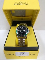 INVICTA PRO DIVER AUTOMATIC MEN'S STAINLESS STEEL WATCH, SILVER / GREEN, 42 MM.