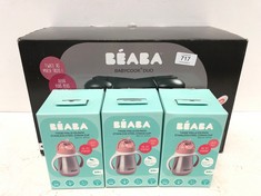 4 X BEABA BABY ITEMS INCLUDING CUP WITH STAINLESS STEEL STRAW 250ML - LOCATION 46C.