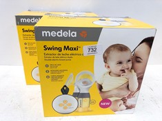 2 X MEDELA SWING MAXI ELECTRIC BREAST PUMP, RECHARGEABLE VIA USB, MORE MILK IN LESS TIME, WITH PERSONALFIT FLEX FUNNELS AND MEDELA'S 2-STAGE PUMPING TECHNOLOGY - LOCATION 38C.