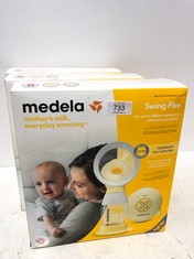 3 X MEDELA SINGLE ELECTRIC BREAST PUMP SWING FLEX, COMPACT DESIGN, WITH PERSONALFIT FLEX FUNNELS AND MEDELA 2-STAGE PUMPING TECHNOLOGY - LOCATION 38C.
