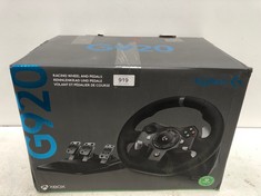 LOGITECH G G920 DRIVING FORCE RACING WHEEL AND PEDALS, FORCE FEEDBACK, ANODISED ALUMINIUM, PADDLE SHIFTERS, LEATHER STEERING WHEEL, ADJUSTABLE PEDALS, EU PLUG, XBOX ONE/PC/MAC, BLACK - LOCATION 40C.