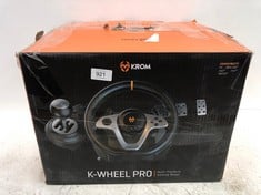KROM K-WHEEL PRO - NXKROMKWHLPRO - STEERING WHEEL, PEDALS AND SHIFTER SET, STEERING WHEEL PADDLES, 3 SENSITIVITY MODES, PC, PS3, PS4, XBOX ONE & SWITCH, X-INPUT AND D-INPUT, BLACK - LOCATION 40C.
