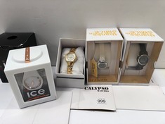 4 X WATCHES VARIOUS MODELS AND SIZES INCLUDING CALYPSO .