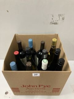 12 X ASSORTED BOTTLES OF WINE INC FAMILLE HUGEL (18+ AGE RESTRICTED ITEM I.D REQUIRED)