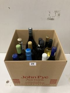 12 X ASSORTED BOTTLES OF WINE INC VHRISTIAN PATAT PECORINO (18+ AGE RESTRICTED ITEM I.D REQUIRED)