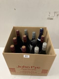 12 X ASSORTED BOTTLES OF WINE INC YARRUNGA FIELD (18+ AGE RESTRICTED ITEM I.D REQUIRED)