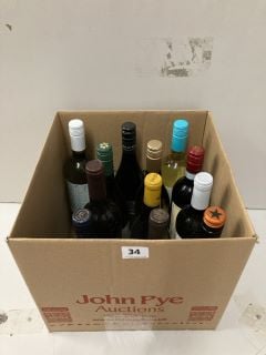 12 X ASSORTED BOTTLES OF WINE INC KIMBAO SAUVIGNON BLANC (18+ AGE RESTRICTED ITEM I.D REQUIRED)