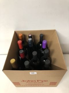 12 X ASSORTED BOTTLES OF WINE INC PADILLA (18+ AGE RESTRICTED ITEM I.D REQUIRED)