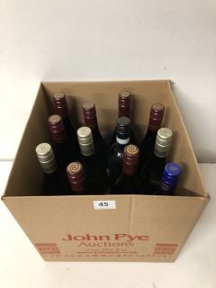 12 X ASSORTED BOTTLES OF WINE INC MT.DIFFICULTY (18+ AGE RESTRICTED ITEM I.D REQUIRED)