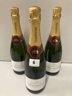 3 X BOTTLES OF CHARLES LECOUVEY CHAMPAGNE (18+ AGE RESTRICTED ITEM I.D REQUIRED)