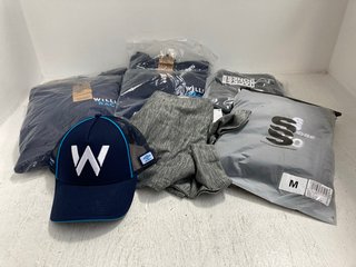 QTY OF ASSORTED MENS CLOTHING TO INCLUDE WILLIAMS RACING HOODIE IN NAVY BLUE UK SIZE M AND WILLIAM RACING HOODED JACKET IN NAVY BLUE UK SIZE L: LOCATION - J5