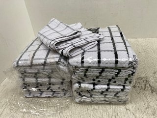 QTY OF BROOKES & MASON TERRY TEA TOWELS IN GREY/WHITE AND BLACK/WHITE: LOCATION - H13