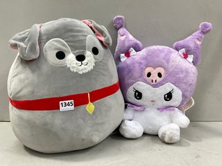 2 X ASSORTED SOFT PLUSH TOY TO INCLUDE SQUISHMALLOWS TRAMP CLOCHARD: LOCATION - E 6