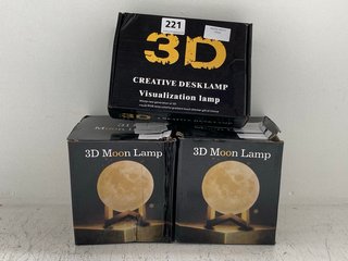 3 X ASSORTED HOUSEHOLD ITEMS TO INCLUDE 3D MOON LAMP: LOCATION - J13