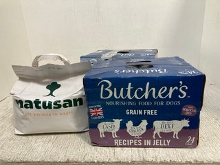 2X BUTCHER'S GRAIN FREE DOG FOOD BBE: MAY 2026 TO INCLUDE NATUSAN CAT LITTER: LOCATION - I10