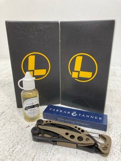 QTY OF ASSORTED GENERAL ITEMS TO INCLUDE FARRAR & TANNER MULTI TOOL OIL 25 ML (PLEASE NOTE: 18+YEARS ONLY. ID MAY BE REQUIRED): LOCATION - I 5