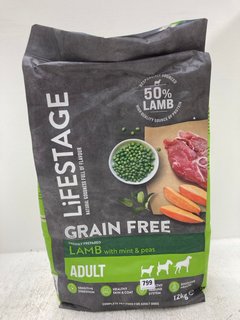 LIFE STAGE GRAIN FREE COMPLETE PET FOOD FOR ADULT DOGS 12KG BBE: 19/07/2025: LOCATION - H 1