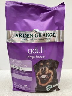 ARDEN GRANGE DRY DOG FOOD ADULT LARGE BREED WITH FRESH CHICKEN & RICE 12KG BBE: 28/07/2025: LOCATION - H 5