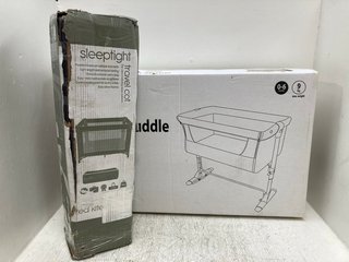 RED KITE SLEEPTIGHT TRAVEL COT TO INCLUDE BABYLO SNUGGLE-CUDDLE CO-SLEEPER: LOCATION - H11