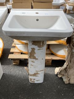 (COLLECTION ONLY) 550MM WIDE 1TH CERAMIC BASIN WITH FULL PEDESTAL - RRP £280: LOCATION - A7