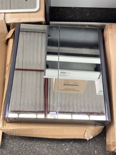 (COLLECTION ONLY) WALL HUNG 2 DOOR MIRRORED BATHROOM CABINET IN GLOSS GREY FRAME 650 X 600 X 140MM RRP £299: LOCATION - A2