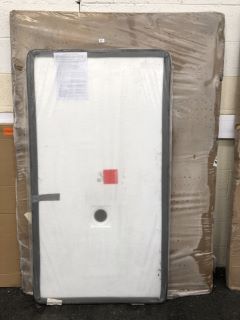 (COLLECTION ONLY) CLEAR GLASS SILVER FRAMED 1400 X 1950MM WET ROOM PANEL WITH PEARLSTONE WHITE SLATE EFFECT 1700 X 900MM SHOWER TRAY - RRP £1720: LOCATION - A2