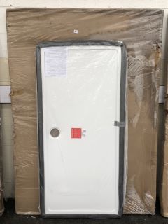 (COLLECTION ONLY) CLEAR GLASS SILVER FRAMED 1400 X 1950MM WET ROOM PANEL WITH PEARLSTONE 1700 X 800MM SHOWER TRAY - RRP £1410: LOCATION - A2
