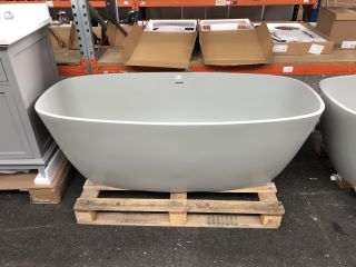 VICTRION VIVE BATH 1610 X 750MM FREESTANDING DOUBLE ENDED SOLID CONSTRUCTION BATH IN INDUSTRIAL GREY (105KG) - RRP £3873: LOCATION - B1