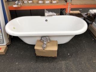 1700 X 740MM TRADITIONAL ROLL TOPPED DOUBLE ENDED FREESTANDING BATH WITH CHROME CLAW & BALL FEET - RRP £1299: LOCATION - B2