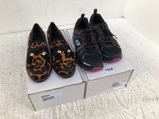 2 X ASSORTED WOMENS FOOTWEAR IN SIZE UK5 TO INCLUDE SKECHERS VAST ADVENTURE TRAINERS IN BLACK: LOCATION - D9