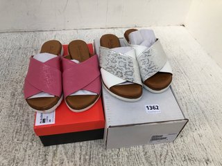 2 X ASSORTED WOMENS FOOTWEAR IN SIZE UK6/8 TO INCLUDE RUTH LANGSFORD FLAT SLIDER SANDALS IN PINK: LOCATION - D9