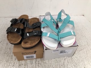 2 X ASSORTED WOMENS FOOTWEAR IN SIZE UK8 TO INCLUDE ADESSO NICKIE SANDALS IN AQUA: LOCATION - D12
