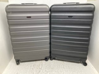 JOHN LEWIS & PARTNERS LARGE HARD SHELL SWIVEL SUITCASE IN BLACK TO INCLUDE LARGE HARD SHELL SWIVEL SUITCASE IN GREY: LOCATION - A17