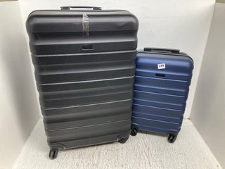JOHN LEWIS & PARTNERS LARGE HARD SHELL SWIVEL SUITCASE IN BLACK TO INCLUDE CABIN CASE IN NAVY: LOCATION - A17