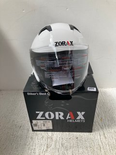 ZORAX OPEN FACE MOTORCYCLE HELMET IN WHITE - SIZE: XXL: LOCATION - A14