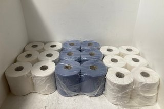 3 X ASSORTED ITEMS TO INCLUDE PACK OF BLUE ROLL: LOCATION - A10