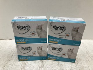 4 X BOXES OF CONCEPT FOR LIFE SENSITIVE CATS WITH CHICKEN FOOD POUCHES - BBE: 27.0.25: LOCATION - B1