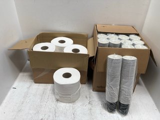 BOX OF COMMERCIAL TOILET ROLL TO INCLUDE BOX OF SINGLE WALL HOT CUP IN BLACK: LOCATION - B7
